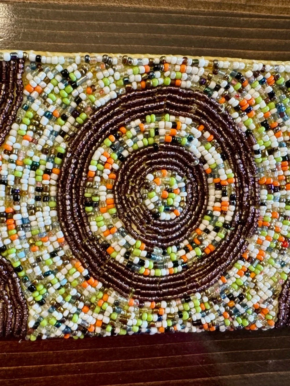 Beaded Boho Multicolor Circle-Pattern Wristlet Wallet
